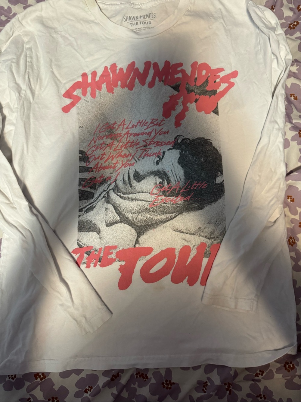 Shawn Mendes White Long Sleeve Tour Graphic Tee